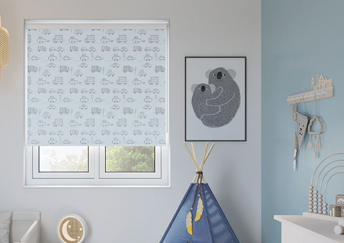 Cars and Lorries, Baby Blue - Roller Blind - Image 3